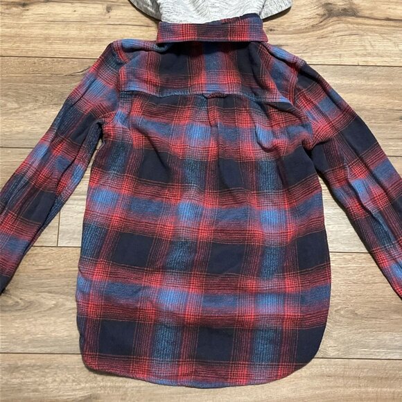 Women's American Eagle Vintage Boyfriend Flannel Shirt MEDIUM Hooded Button Up - Picture 11 of 12